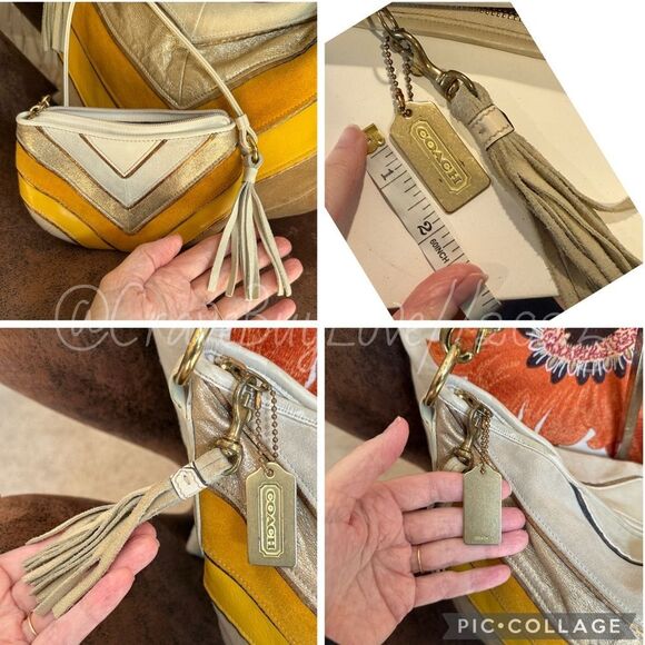 COACH SOHO CHEVRON HOBO w/MATCHING WRISTLET SET SUEDE LEATHER 2005 3664 GVUC - Picture 13 of 17